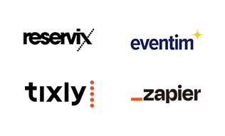 Angebundene Systeme in starmate professional: reservix, eventim, tixly und Zapier